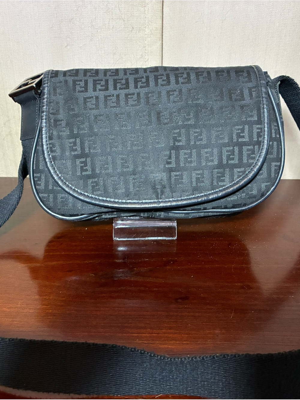 Fendi Black FF Canvas Crossbody Bag